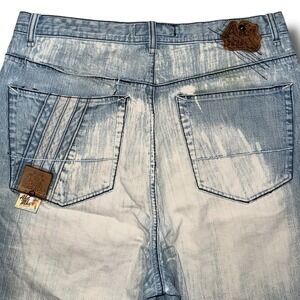 Vintage AKADEMIKS Jorts Men 34 Light‎ Wash Denim Y2K Baggy Loose Jean Shorts